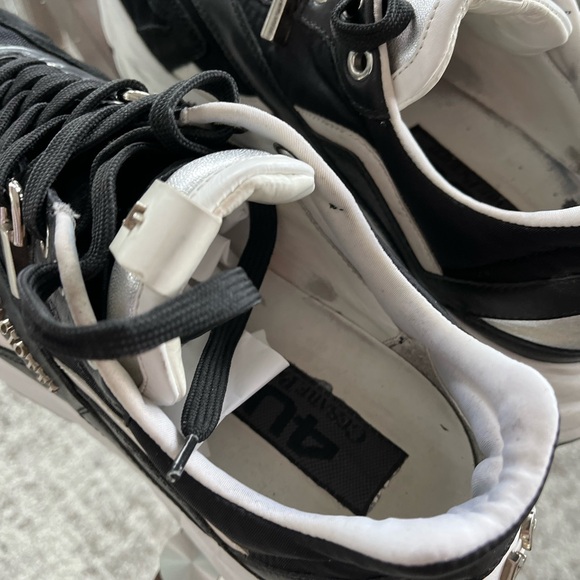 Cesare Paciotti textured detail Leather Black/White Athletic Sneakers Sz 9-10 - Picture 9 of 17